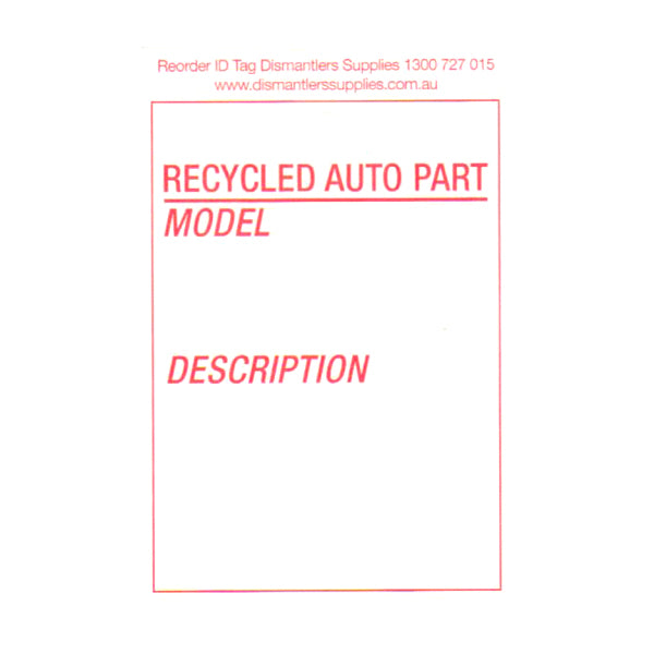 Part Tag Format Plastic Part ID Tag - 500 – All Warehouse Supplies